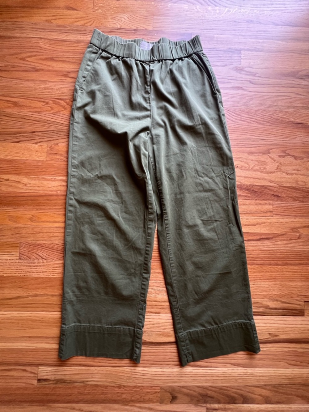 Woman Olive Green Elastic Waist wide-Leg Pants -Everlane size 8